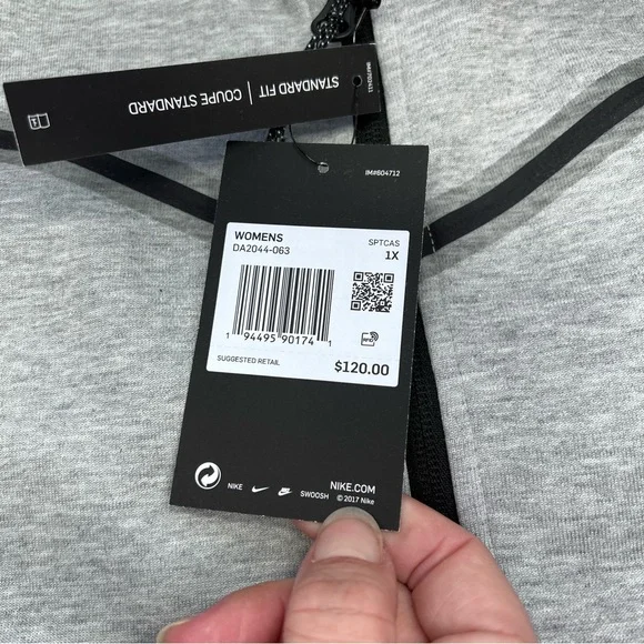 Nike Tech Fleece Hoodie Heather Grey Black Zip Up Sweatshirt Plus - Picture 4 of 8